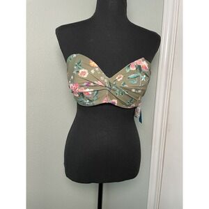 H&m Swimwear NWT Green Floral Bikini Top‎ Underwire Size 36D Straps Included